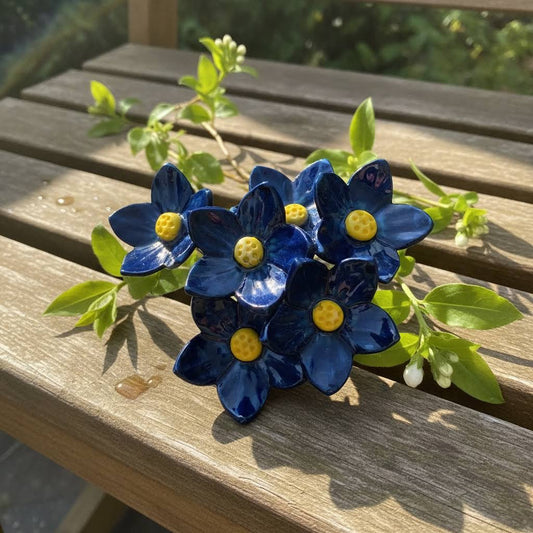 Ceramic 5 Petal Dark Blue Flower